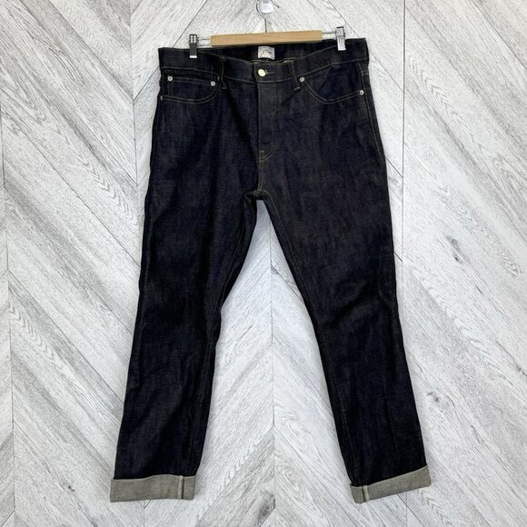 J Crew 484 Slim Jeans Mens 36x32 Blue Raw Indigo Stretch Selvedge Japanese Denim - Picture 1 of 10